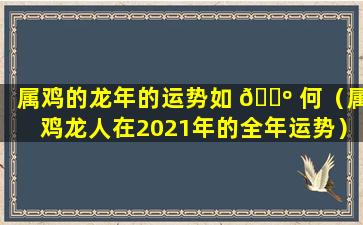 属鸡的龙年的运势如 🐺 何（属鸡龙人在2021年的全年运势）